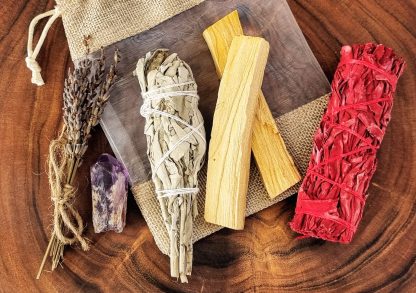 smudging bundle with amethyst